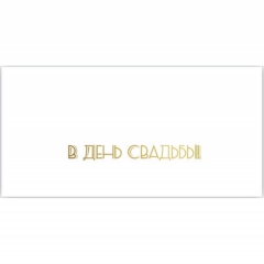 Конверт для денег (17х8,7см.), "В день Свадьбы!" (фольга), "Стильная открытка", РБ