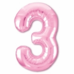 Шар фольга Цифра "3" (розовый), L40"/1м., Китай