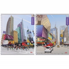 Тетрадь А5 48л./кл., гребень  "ПЛОЩАДИ МЕГАПОЛИСОВ" в асс., Prof-Press, РФ