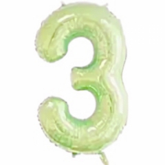 Шар фольга Цифра "3" (светло-зеленый), L40"/1м., Китай