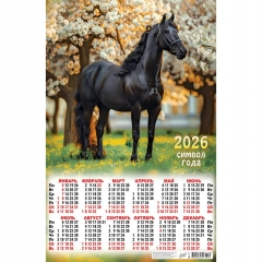 Календарь А2. "Символ года. Вороной красавец",  ООО "Белая ворона", РФ