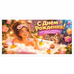 Конверт для денег  "С Днем Рождения! Сияй, кайфуй и наслаждайся каждым днем!", "Стильная открытка", РБ