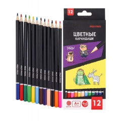 Карандаши цветные 12 цв., дерево.,2М "MINI FRIENDS", " Prof-Press", РФ/ пр-во: Китай