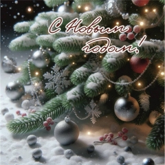 Мини-открытка одинарн., 7х7см. "С Новым Годом!", "Стильная Открытка", РБ