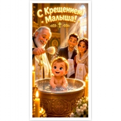 Конверт для денег  "С Крещением Малыша!", "Стильная открытка", РБ