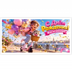 Конверт для денег  "С Днем Рождения! Жми на максимум!", "Стильная открытка", РБ