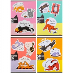 Тетрадь УЗКАЯ ,48л./кл., 14,5х20,3см. (серая бумага) "ИГРИВЫЕ КОТИКИ", Remix,РФ