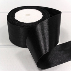 Лента атласная (сатин) 5 см. /25 ярдов (+/-10%), Черный, OMG gift, Китай
