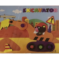 3Д аппликация с фоамираном  c подвижными деталями 25,5х21 см. "ЭКСКАВАТОР" в асс., Китай