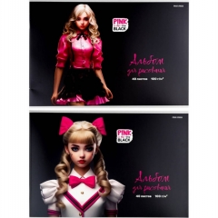 Альбом для рисования  А4 40л., скрепка, "PINK&BLACK" 100 г/м2, в асс., "Prof-Press", РФ Альбом для рисования  А4 40л., скрепка, "PINK&BLACK" 100 г/м2, в асс., "Prof-Press", РФ