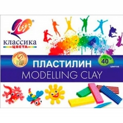 Пластилин 40 цв. со стеком "Классика", ЛУЧ, РФ