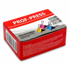 Зажим для бумаги Цветной 41мм (12 шт) в асс. Prof-Press, РФ