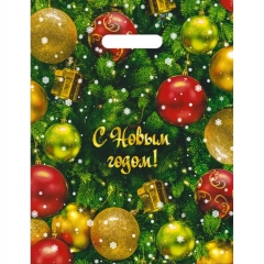 Пакет ПВД 30х40см./30 мкм., (50 шт/уп) с вырубной ручкой "НГ. Ёлка", ООО "ИНТЕРПАК", РФ