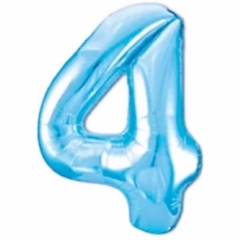Шар фольга Цифра "4" (голубой), L40"/1м., Китай