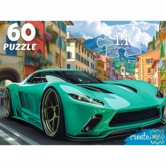ПАЗЛЫ 60 элементов. ЗЕЛЕНЫЙ СПОРТИВНЫЙ АВТОМОБИЛЬ, ООО "Рыжий Кот", РФ