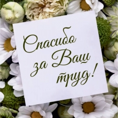 Мини-открытка в букет одинарн., 7х7см. "Спасибо за Ваш труд!", "Стильная Открытка", РБ