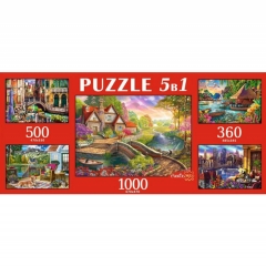 НАБОРЫ ПАЗЛОВ 5 В 1 (1000+2х500+2х360) ВЕЛИКОЛЕПНЫЕ ВИДЫ, ООО "Рыжий Кот", РФ