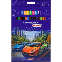 Карандаши цветные 18 цв., пластик.,2М "АВТО", "Profit", РФ/ пр-во: Китай