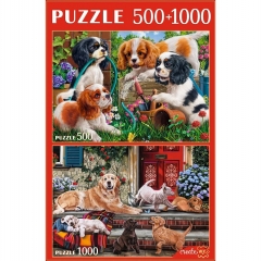 НАБОРЫ ПАЗЛОВ 2в1 (500+1000) ВЕСЕЛЫЕ СОБАЧКИ, ООО "Рыжий Кот", РФ