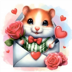 Мини-открытка в букет одинарн., 7х7см. "Хомяк", "Стильная Открытка", РБ