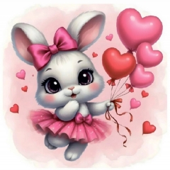 Мини-открытка в букет одинарн., 7х7см. "Зайка", "Стильная Открытка", РБ