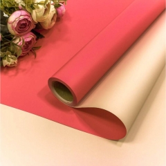 Плёнка 0,58*10м матовая двухст. 60мкм Пурпурно-красный/Пудровый, OMG gift, Китай