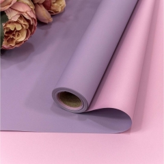 Плёнка 0,58х10м., матовая двухсторонняя, 60мкм., Сиреневый /Жёлто-персиковый, "OMG gift", Китай