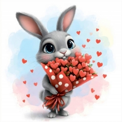 Мини-открытка в букет одинарн., 7х7см. "Зайчик", "Стильная Открытка", РБ