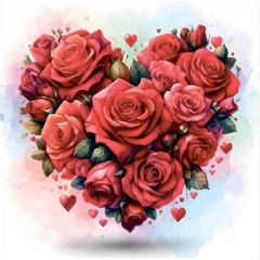 Мини-открытка в букет одинарн., 7х7см. "Сердце из роз", "Стильная Открытка", РБ