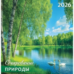 Календарь перекидной на скрепке, картон, 23х23,5 см. "Очарование природы", РФ