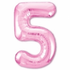 Шар фольга Цифра "5" (розовый), L40"/1м., Китай