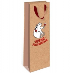 Пакет 12x36x8,5см. КРАФТ. "ВРЕМЯ РАССЛАБИТЬСЯ", "Арт&Дизайн", РФ/ пр-во: Китай