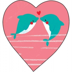 Мини-открытка двойная 6х6см., "Дельфины" (код 110 В), Арт&Дизайн, РФ