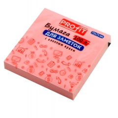 Бумага для заметок 100л., РОЗОВАЯ, 75х75мм., клеевой край, Profit Китай