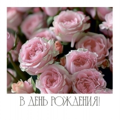 Мини-открытка в букет одинарн., 7х7см. "С Днем Рождения!", "Стильная Открытка", РБ