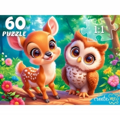 ПАЗЛЫ 60 элементов. ОЛЕНЕНОК И СОВА, ООО "Рыжий Кот", РФ ПАЗЛЫ 60 элементов. ОЛЕНЕНОК И СОВА, ООО "Рыжий Кот", РФ