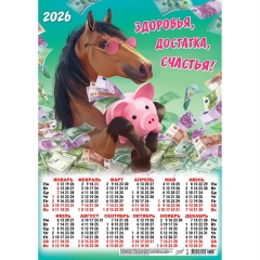 Календарь А3.  "Символ года. Здоровья, достатка, счастья",  ООО "Белая Ворона", РФ