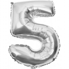 Шар фольга Цифра "5" (серебро), L40"/1м., Китай