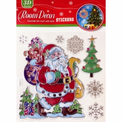 Наклейка д/укр. новогодняя (одностор.). "Санта с мешком" (20х27см/20х20 см.), Китай