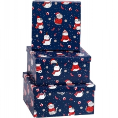 Набор квадратных коробок 3 в 1 "Зимние котики" (19,5х19,5х11-15,5х15,5х9), MILAND, РФ Набор квадратных коробок 3 в 1 "Зимние котики" (19,5х19,5х11-15,5х15,5х9), MILAND, РФ