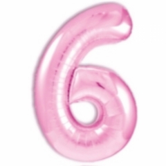 Шар фольга Цифра "6" (розовый), L40"/1м., Китай