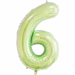 Шар фольга Цифра "6" (светло-зеленый), L40"/1м., Китай