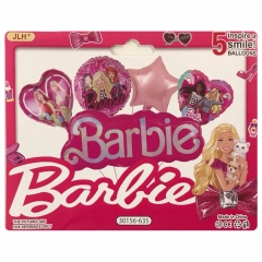 Шар фольга фигура (набор 5 шт) "Барби", Китай