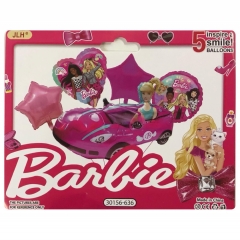 Шар фольга фигура (набор 5 шт) "Барби" (В авто), Китай