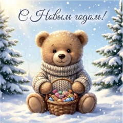 Мини-открытка  одинарн., 7х7см. "С Новым годом!", "Стильная Открытка", РБ