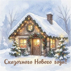 Мини-открытка  одинарн., 7х7см. "Сказочного Нового года!", "Стильная Открытка", РБ