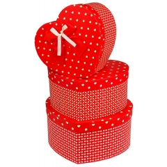 Набор коробок, сердце  3 в 1 с бантиком, "Романтика",  (20х18х10 -27х23х13 см), красныйMILAND, РФ