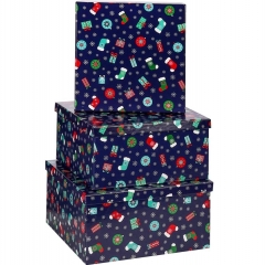 Набор квадратных коробок 3 в 1 "Носочки и подарки" (19,5х19,5х11-15,5х15,5х9), MILAND, РФ Набор квадратных коробок 3 в 1 "Носочки и подарки" (19,5х19,5х11-15,5х15,5х9), MILAND, РФ