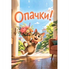 Открытка двойная 10х15см. "Опачки!", "Стильная открытка", РБ