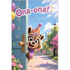 Открытка двойная 10х15см. "Опа-Опа!", "Стильная открытка", РБ